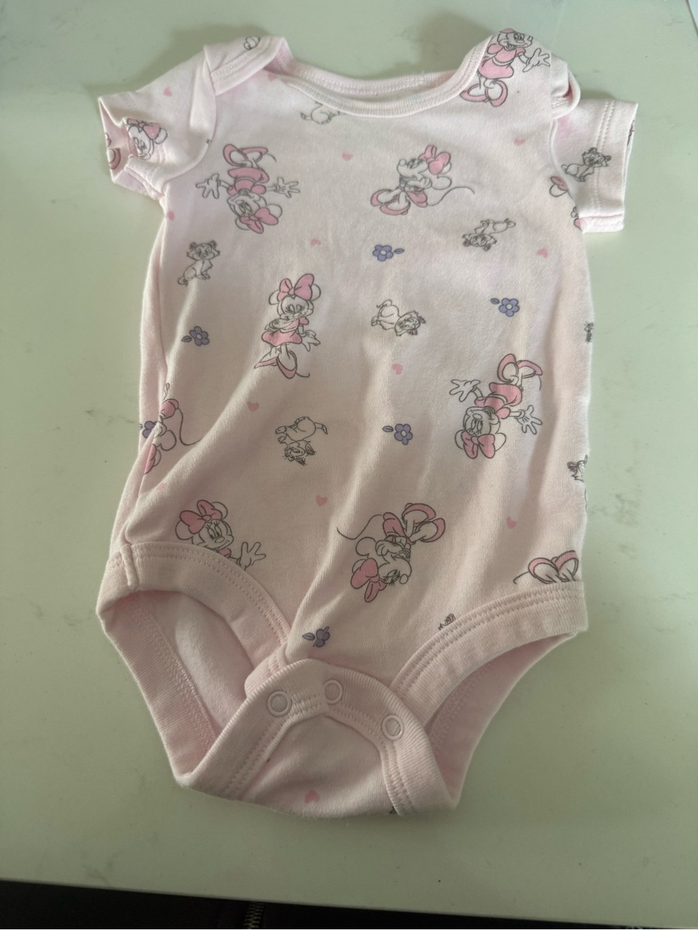 Disney Pink Minnie Mouse Cotton One-Piece Bodysuit